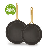 GP5 Colors Ceramic Nonstick 9.5" and 11" Frypan Set with Champagne Handles | Cocoa