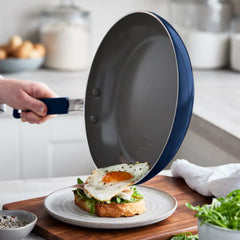 Space Saving Stack Ceramic Nonstick 11-Piece Cookware Set | Oxford Blue