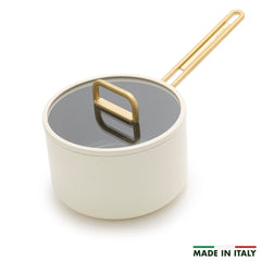 Stanley Tucci™ Ceramic Nonstick 4-Quart Saucepan with Lid | Carrara White