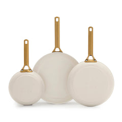 Reserve Pro Ceramic Nonstick 8", 10" and 12" Frypan Set | Cream