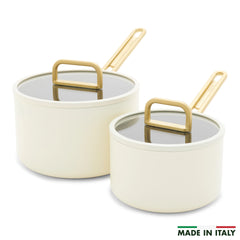 Stanley Tucci™ Ceramic Nonstick 4-Piece Saucepan Set | Carrara White