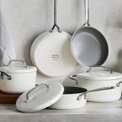 GP5 Colors Ceramic Nonstick 11-Piece Cookware Set with Mirror Handles | Cloud Cream