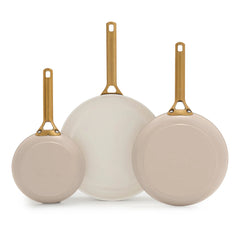 Reserve Pro Ceramic Nonstick 8", 10" and 12" Frypan Set | Macadamia