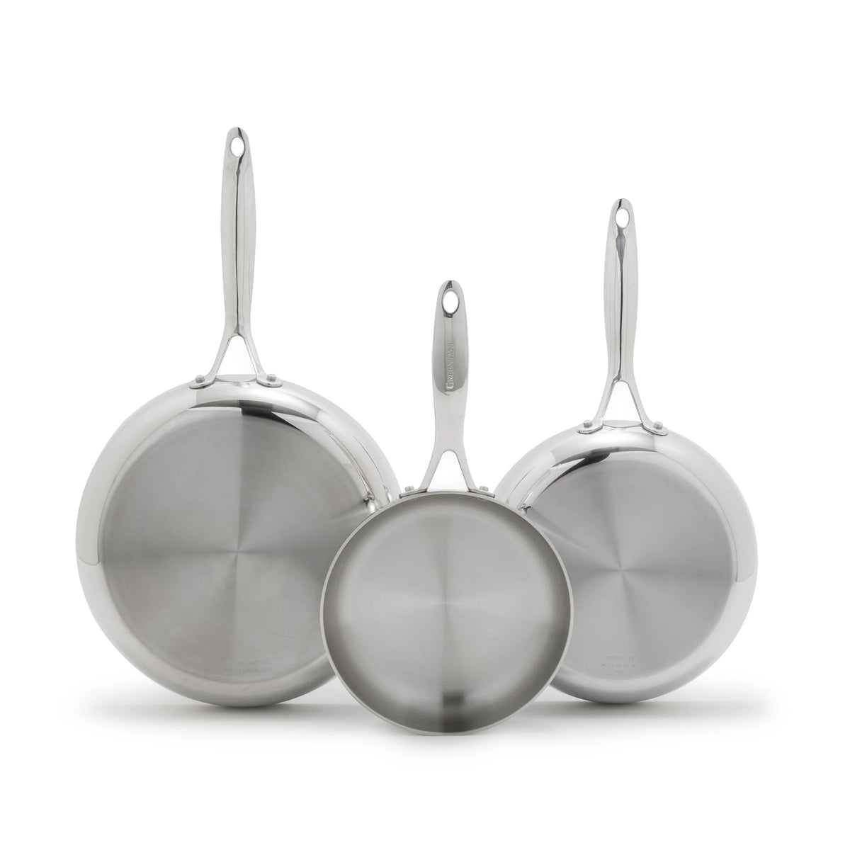Valencia Pro Stainless Steel Uncoated 8", 9.5" and 11" Frypan Set