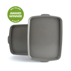 Premiere Ovenware Ceramic Nonstick 2-Piece 13" x 9"  Quarter Sheet Pan Set | Gray